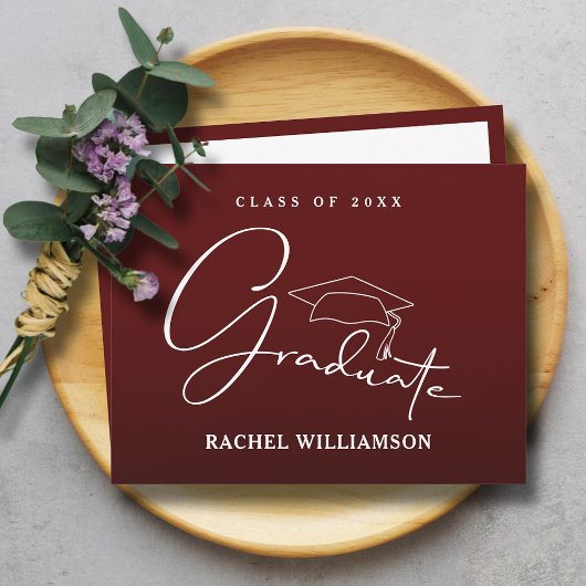Graduate Script Maroon Vielen Dank Mitteilungskarte