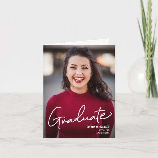 Graduate Script Modernes Foto Custom Ankündigung (Vorderseite)