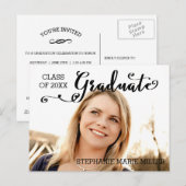 Graduate Script - Postcard Einladungspostkarte (Vorne/Hinten)