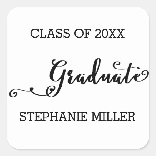 Graduate Script - Square Sticker (Vorderseite)