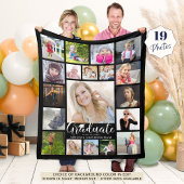 Graduate Script Typografie 19 Foto Collage Black Fleecedecke