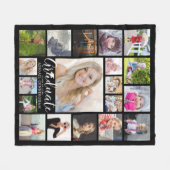 Graduate Script Typografie 19 Foto Collage Black Fleecedecke (Vorderseite (Horizontal))