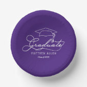 Graduate Script und Grad Cap auf Lila Pappteller (Vorderseite)
