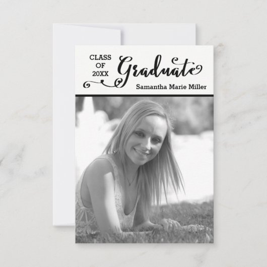 Graduate Script Vertikal - 3x5 Grad Ankündigung (Vorderseite)