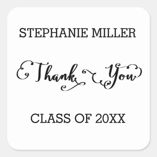 Graduate Script Vielen Dank - Square Sticker (Vorderseite)