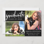 Graduate Silver Script | Brush 2 Foto Keepake Magneteinladung (Vorderseite)