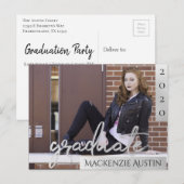 Graduate Silver Script | Trendy Foto Einladung (Vorne/Hinten)