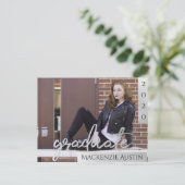 Graduate Silver Script | Trendy Foto Einladung (Stehend Vorderseite)