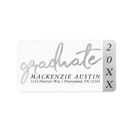 Graduate Silver Script | Trendy Imitats Metallic Adressaufkleber (Vorne)