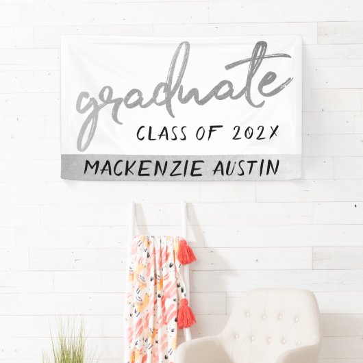 Graduate Silver Script | Trendy Imitats Metallic Banner (Insitu)