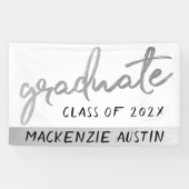 Graduate Silver Script | Trendy Imitats Metallic Banner (Horizontal)