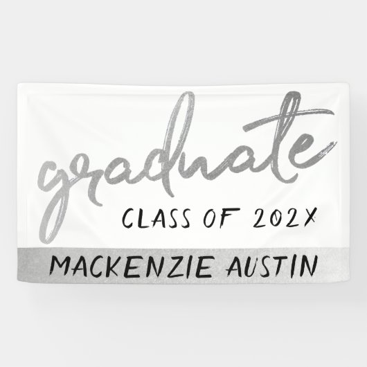 Graduate Silver Script | Trendy Imitats Metallic Banner (Horizontal)
