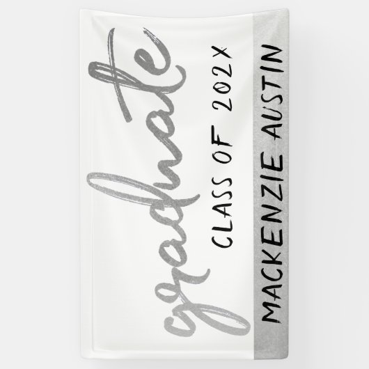 Graduate Silver Script | Trendy Imitats Metallic Banner (Vertikal)