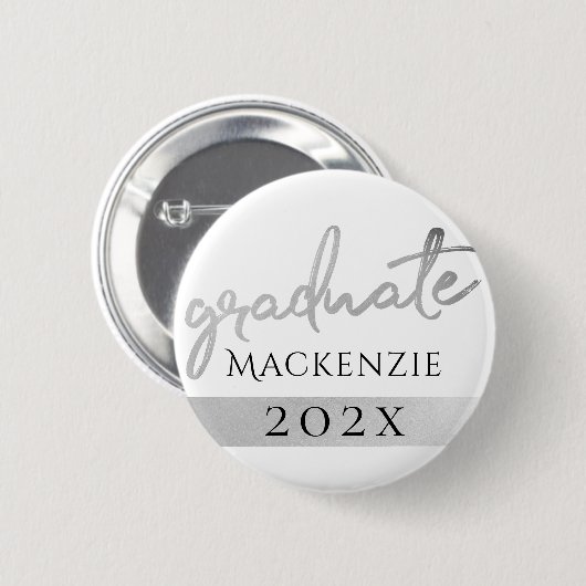 Graduate Silver Script | Trendy Imitats Metallic Button (Vorne & Hinten)