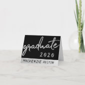 Graduate Silver Script | Trendy Imitats Metallic Dankeskarte (Vorderseite)