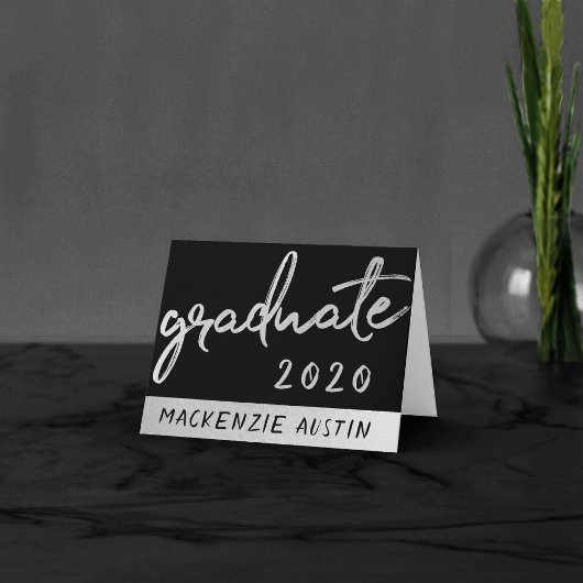Graduate Silver Script | Trendy Imitats Metallic Dankeskarte