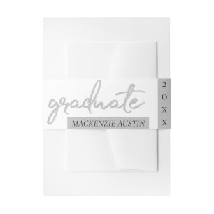 Graduate Silver Script Trendy Imitats Metallic Einladungsbanderole