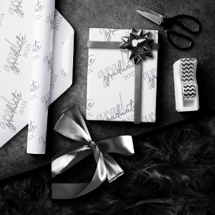 Graduate Silver Script   Trendy Imitats Metallic Geschenkpapier