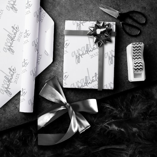 Graduate Silver Script | Trendy Imitats Metallic Geschenkpapier