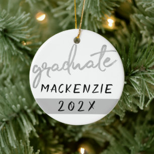 Graduate Silver Script   Trendy Imitats Metallic Keramik Ornament