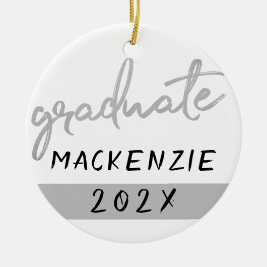 Graduate Silver Script | Trendy Imitats Metallic Keramik Ornament (Vorne)