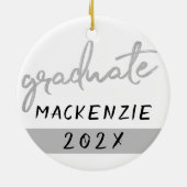 Graduate Silver Script | Trendy Imitats Metallic Keramik Ornament (Hinten)