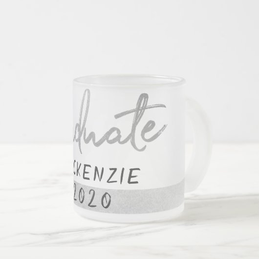 Graduate Silver Script | Trendy Imitats Metallic Mattglastasse (VorderseiteRechts)