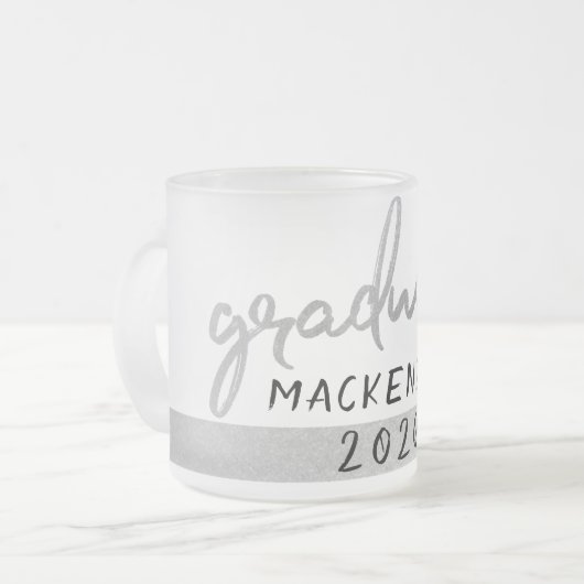 Graduate Silver Script | Trendy Imitats Metallic Mattglastasse (Vorderseite Links)