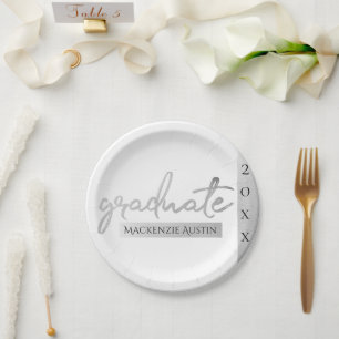 Graduate Silver Script   Trendy Imitats Metallic Pappteller