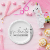 Graduate Silver Script | Trendy Imitats Metallic Pappteller (Party)