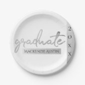 Graduate Silver Script | Trendy Imitats Metallic Pappteller (Vorderseite)
