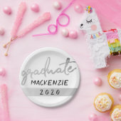 Graduate Silver Script | Trendy Imitats Metallic Pappteller (Party)