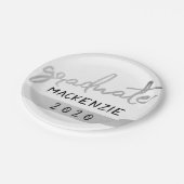 Graduate Silver Script | Trendy Imitats Metallic Pappteller (Schrägansicht)