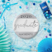 Graduate Silver Script | Trendy Imitats Metallic Pappteller (Party)