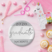 Graduate Silver Script | Trendy Imitats Metallic Pappteller (Party)