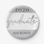Graduate Silver Script | Trendy Imitats Metallic Pappteller (Vorderseite)