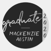 Graduate Silver Script | Trendy Imitats Metallic Runder Aufkleber (Vorderseite)
