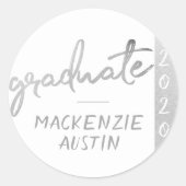 Graduate Silver Script | Trendy Imitats Metallic Runder Aufkleber (Vorderseite)