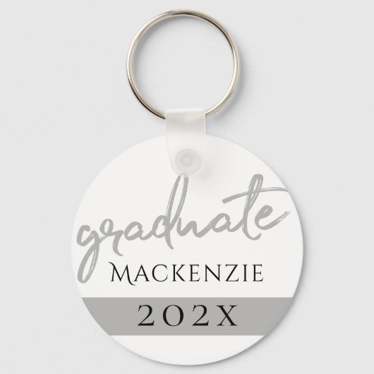 Graduate Silver Script | Trendy Imitats Metallic Schlüsselanhänger (Vorderseite)