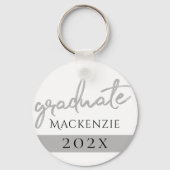 Graduate Silver Script | Trendy Imitats Metallic Schlüsselanhänger (Rückseite)