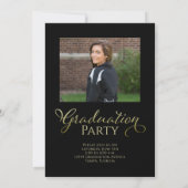 Graduate Simple Black Gold Calligraphy Script Einladung (Rückseite)