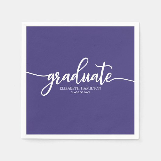 Graduate Simple Calligraphy Abschluss Lila Serviette (Vorderseite)