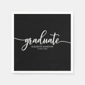 Graduate Simple Chic Calligrafy Abschluss Black Serviette (Vorderseite)