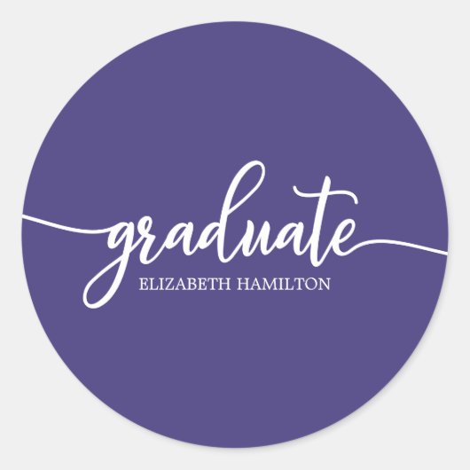 Graduate Simple Chic Calligrafy Abschluss Classi Runder Aufkleber (Vorderseite)