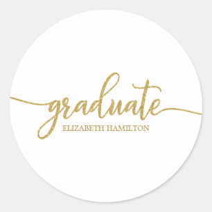 Graduate Simple Chic Calligraphy Abschluss Runder Aufkleber