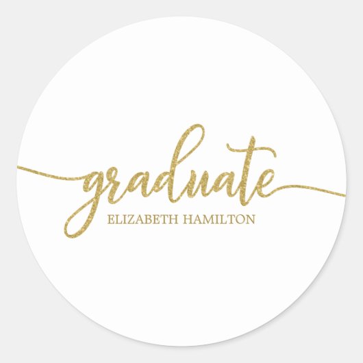 Graduate Simple Chic Calligraphy Abschluss Runder Aufkleber (Vorderseite)