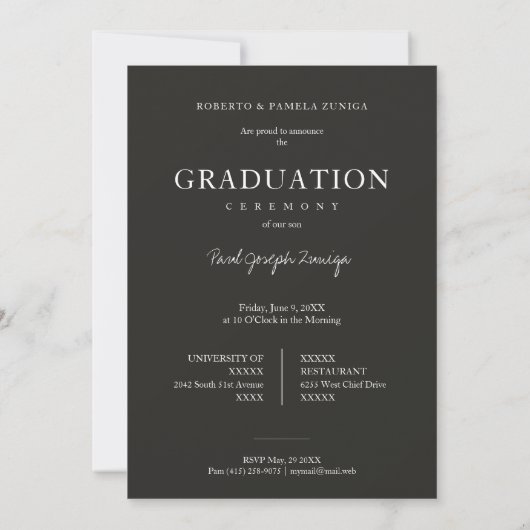 Graduate Simple Chic Trendy Script Photo Einladung (Rückseite)