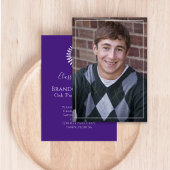 Graduate Simple Elegant Lila Laurel Blätter Einladung