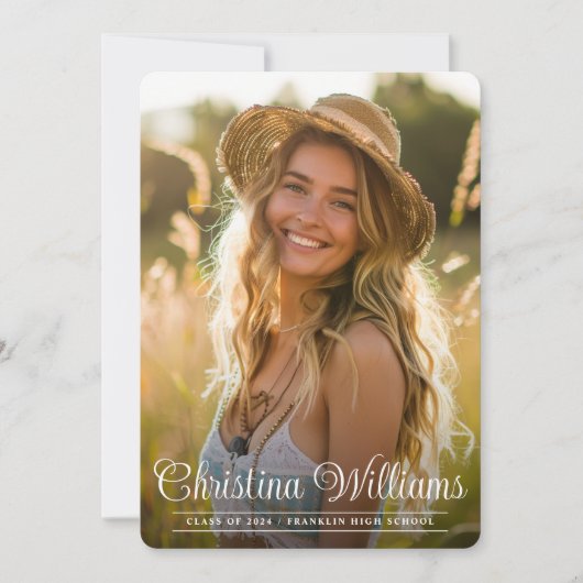 Graduate Simple Elegante Modernes Foto Abschluss Ankündigung (Vorderseite)
