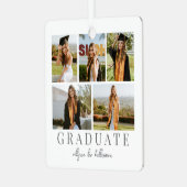Graduate Simple Elegante Script Abschluss Foto Ornament Aus Metall (Vorderseite links)
